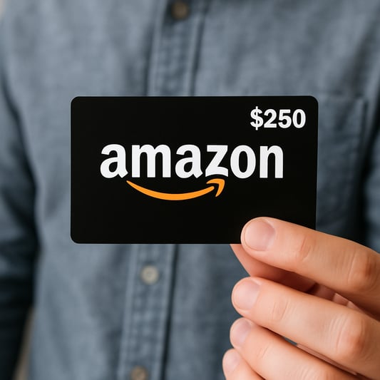 Person holding 250 amazon gift card-1